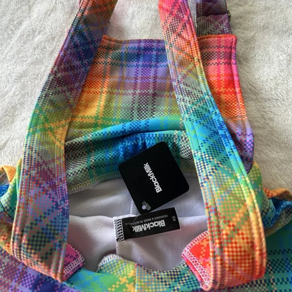 BLACKMILK TARTAN RAINBOW SHORT OVERALLS NWT - Picture 3 of 3